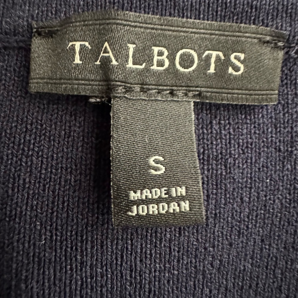 Talbots Elegant Navy Short Sleeve Top with a Square Neck Small - Picture 4 of 7